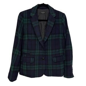 Talbots Black Watch Tartan Academia Equestrian Notched Collar Plaid Blazer P